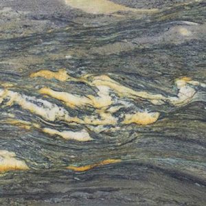 Các tính năng nổi bật nhất của đá quartzite xanh nước biển là các vòng xoáy của quartz tan chảy khi đá này được đưa ngay đến bờ vực tan chảy hoàn toàn. Đá cũng chứa các khoáng chất mica, và các điểm nhấn màu cam sống động của hematit.